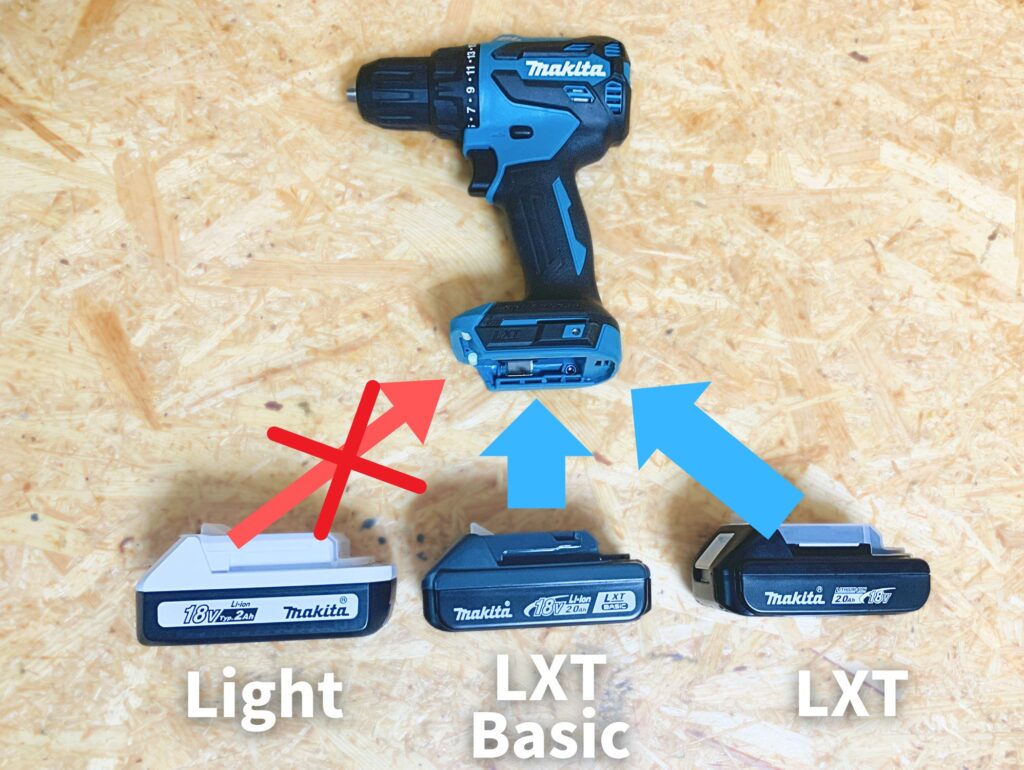 マキタ DF490D 本体に装着可能なバッテリ Light非対応 LXT Basic対応 LXT対応