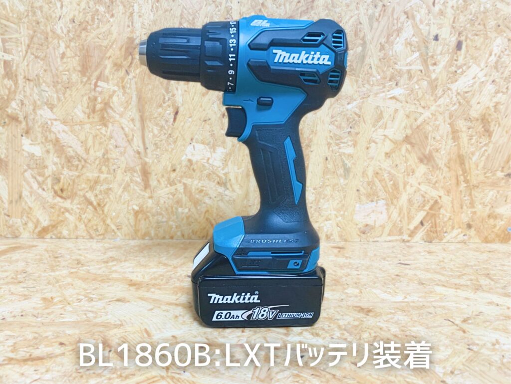 マキタ DF490D にBL1860B（6.0Ah）LXTバッテリを装着した外観