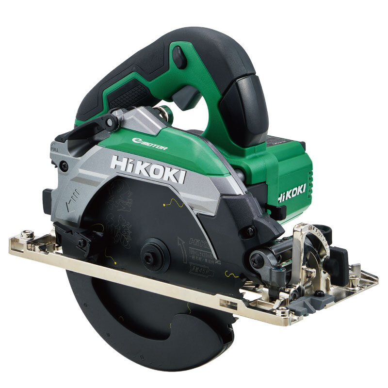 HiKOKI C6MEY2 AC100V・165mm深切り電子丸のこの本体(アグレッシブグリーン・黒鯱チップソー装着)